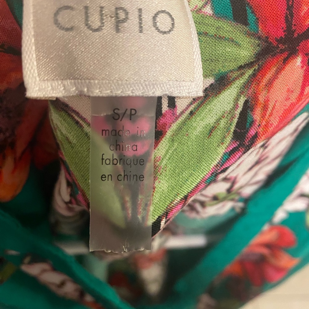 Cupio Green Floral Shift Dress S Petite Sleeveless Boho Tunic - Picture 4 of 4